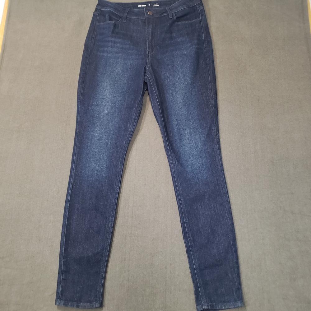 Old Navy Wow Super-Skinny Jeans Womens 12 Tall Dark Blue High-Rise Stretch Denim